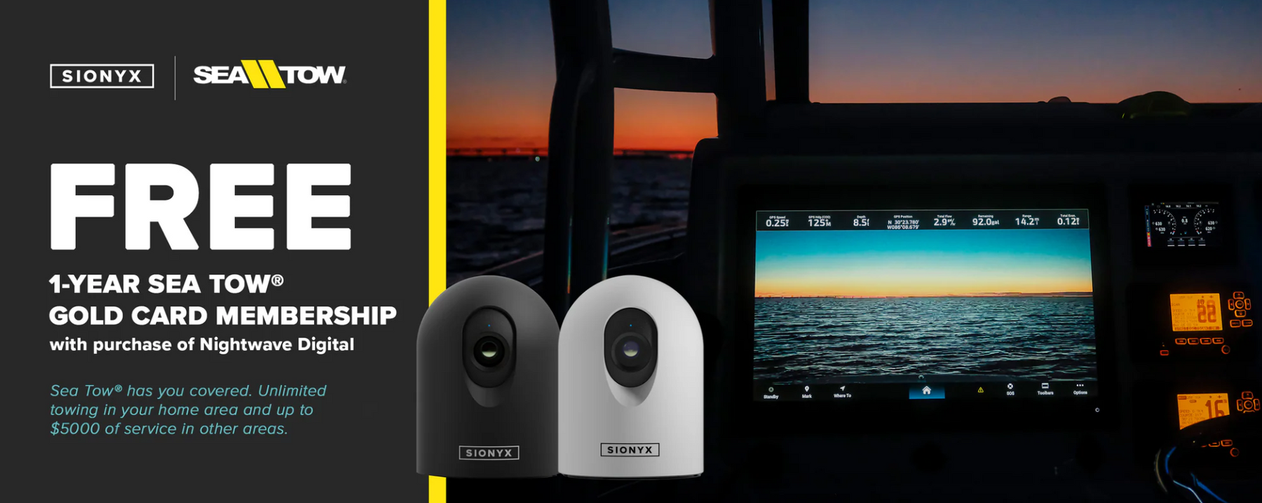 Free 1-Year Sea Tow® Membership With Purchase of A SIONYX Nightwave™ Digital Night Vision Camera