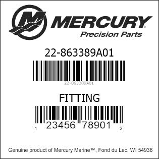Mercury 22-863389A01 Dipstick Tube Fitting for 496 H.O. Bravo & 8.1L Inboard Engines
