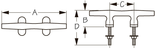 SeaDog 044206 Open Base Chrome Zinc Stud Mount 6" Cleat