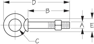 Perno de argolla con tuerca de hombro Sea-Dog Galv 3/8"X2-1/2"