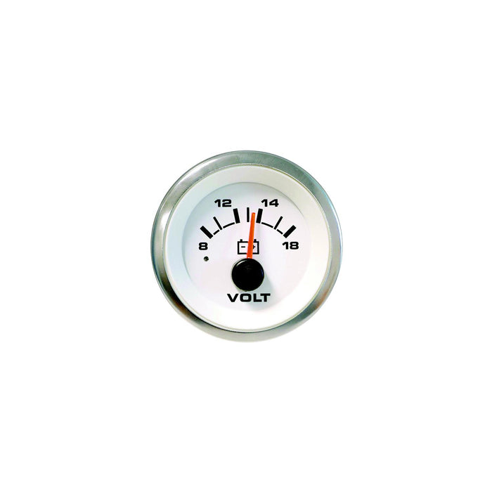 Sierra 62555P White Premier Pro Series 2" SS 12V 8-18 VDC Dial Range Voltmeter, Gauge