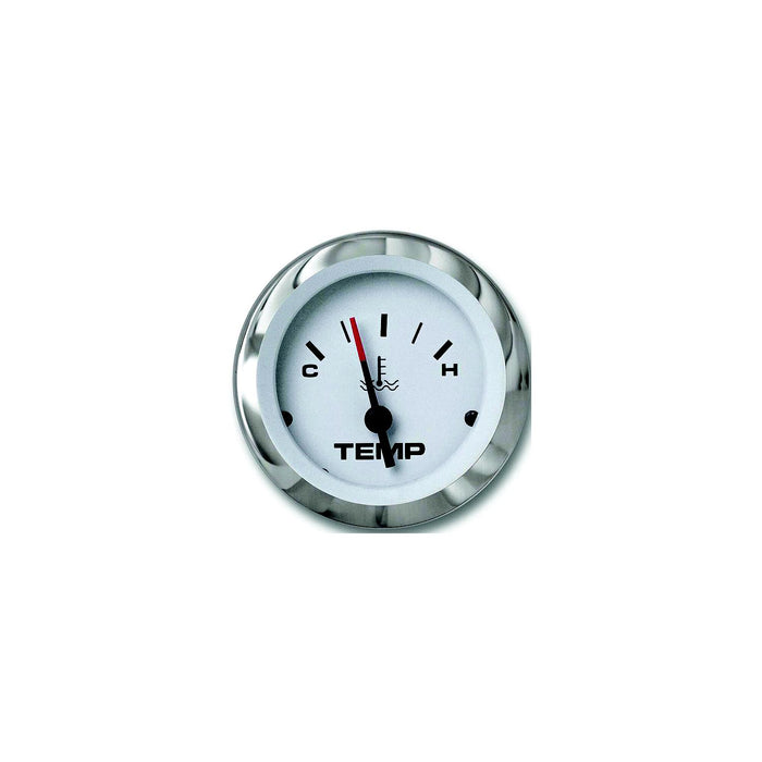 Sierra 65508P Lido Series 2" Water Temperature Gauge, White & SS, Outboard Electric Hot-Cold Dial, include Kit