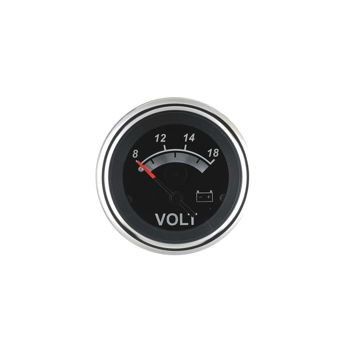 Sierra 67019P Black Sterling Series 2" SS 8-18 VDC Dial Range Voltmeter Gauge