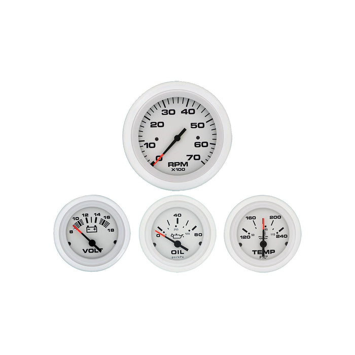 Sierra 69724P Arctic Series Gauge Set, White Inboard 4 Set, Tach, Volt, Oil Pressure & Water Temp