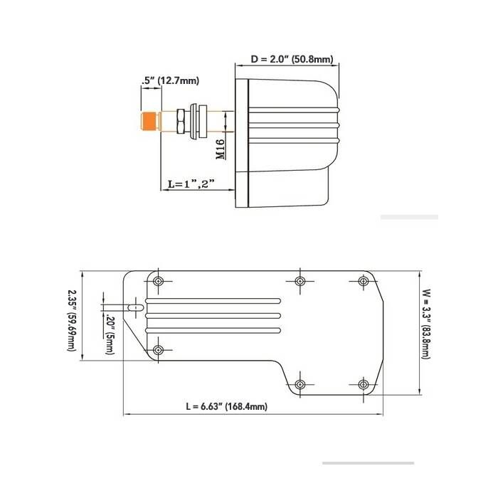 Motor de limpiaparabrisas Marinco Serie 1000 - 12V - 80°