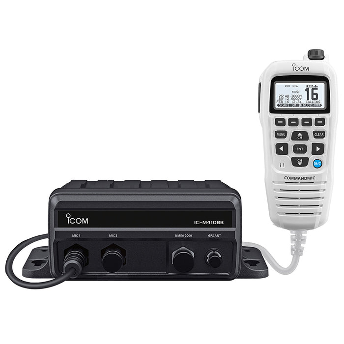 Icom M410BB GW 11 Black Box VHF w/White Command Mic &amp; 2 Command Mic Ports