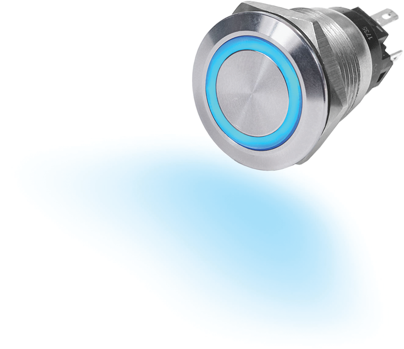 Blue Sea 4160-BSS 4160 Push Button LED Ring Switch, Blue, Off-On