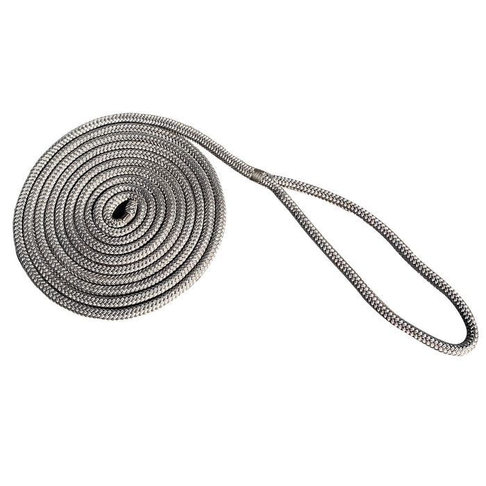 Cuerda de nailon trenzado doble de New England Rope de 1/2" x 25', color gris