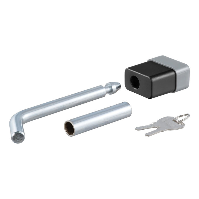 Cerradura de enganche CURT de 1/2" con adaptador de 5/8" - Receptor de 1-1/4" o 2" - Cerrojo - Cromado