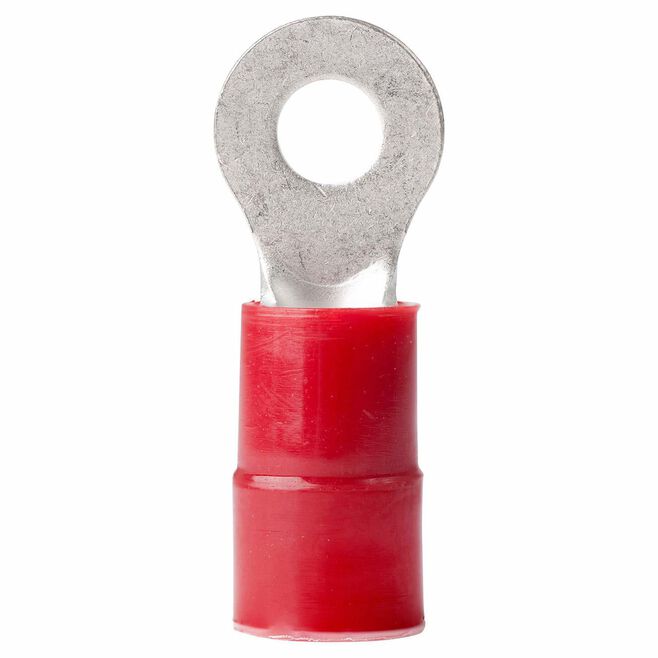 Ancor 210234 Marine Grade Nylon Insulated Ring Terminals, 1/4" Fastener, #8 Wire, Red, 25/Pk