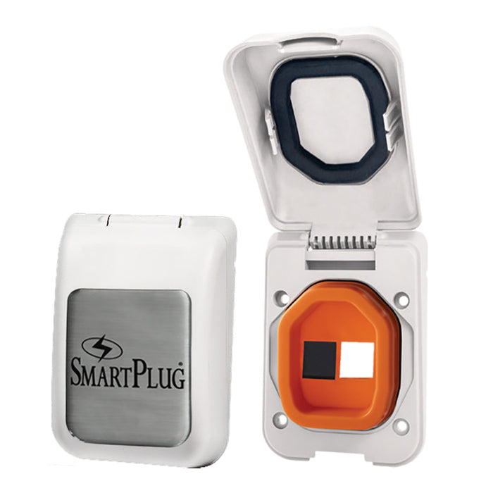 Puerto de datos SmartPlug con carcasa/entrada únicamente - Tapa blanca con un enchufe ciego y un puerto abierto