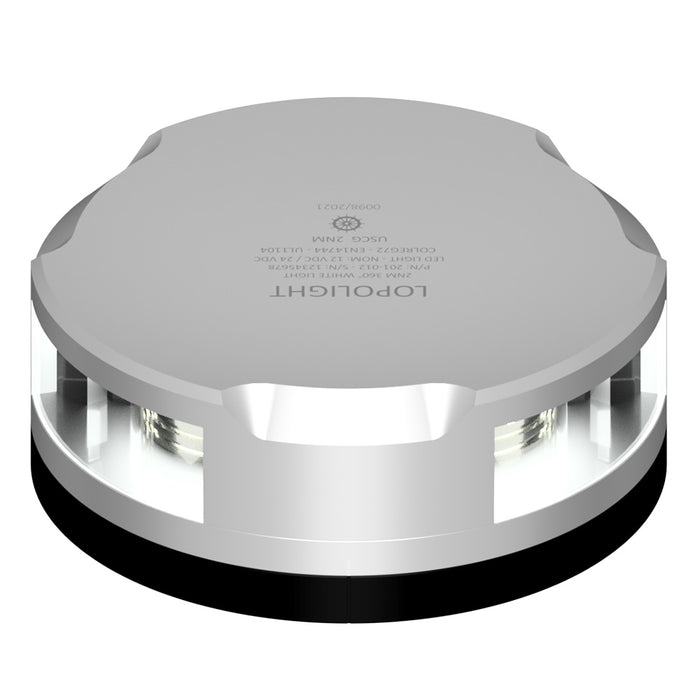 Luz de anclaje de 360 ​​grados Lopolight - 2 NM - Carcasa plateada con base FB