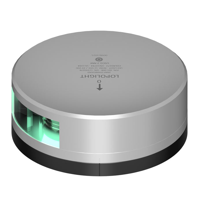 Luz de estribor verde Lopolight - 2 NM - Carcasa plateada con base FB