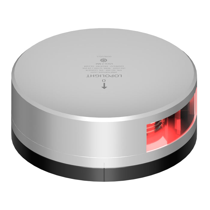 Luz de puerto roja Lopolight - 2NM - Carcasa plateada con base FB