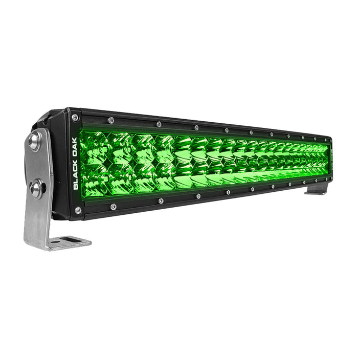 Barra de luz LED Pro Series 3.0 de 20" para caza de jabalíes verdes con doble fila curvada de roble negro
