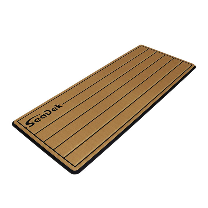 Almohadilla para timón SeaDek de teca de densidad doble de 16” x 39” y 20 mm con logotipo SeaDek, textura cepillada, moca/negro (406,4 mm x 990,6 mm x 20 mm)