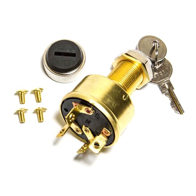 Sierra MP39070 Conventional 4 Position 1" Brass 4 Screw Terminal 12V 15 Amp, Ignition Starter Switch