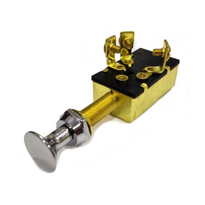 Sierra MP39640 On/Off/On SPDT 3 Screw Terminal Heavy Duty Push Pull Switch, Chrome & Brass Knob