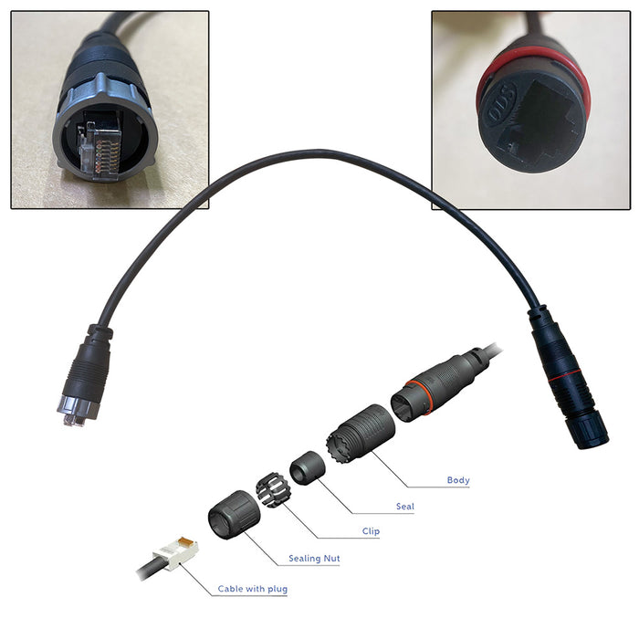 Cable Furuno RJ45 a HUB102 de 0,5 m, adaptador RJ45 (M) a RJ45 resistente al agua