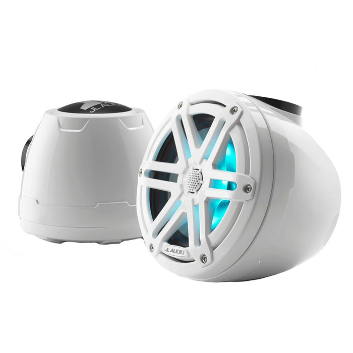 JL Audio M3 VeX Series 6.5" Enclosed Coaxial Speakers with RGB LED Lighting & White Sports Grilles - M3-650VEX-GW-S-GW-I