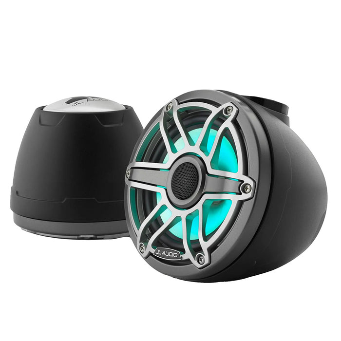 JL Audio M6 VeX Series 6.5" Enclosed Coaxial Speakers with RGB LED Lighting & Titanium Sports Grilles - M6-650VEX-MB-S-GMTI-I