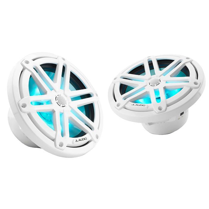 JL Audio M3 Series 7.7" Marine Coaxial Speakers with Gloss White Sport Grilles with RGB LED Lighting - M3-770X-S-GW-I