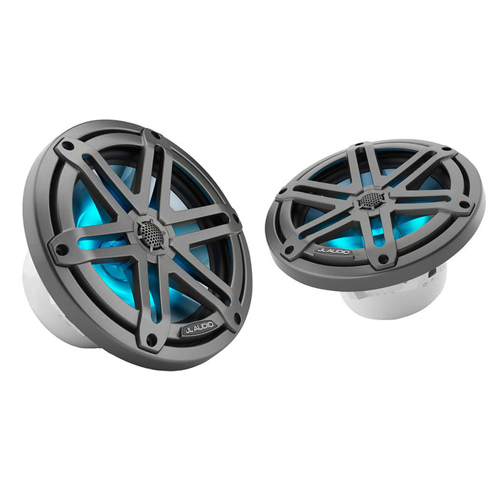 JL Audio M3 Series 7.7" Marine Coaxial Speakers with Grey Metallic Sport Grilles with RGB LED Lighting - M3-770X-S-GM-I