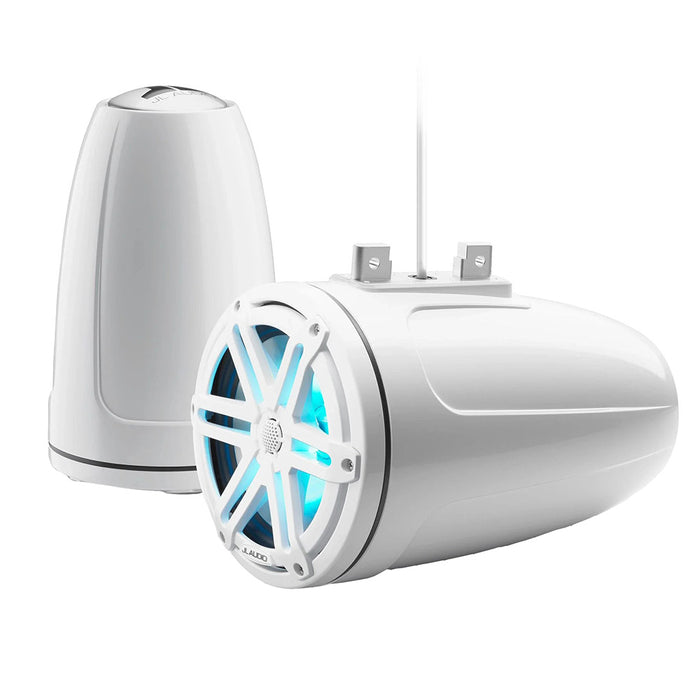 JL Audio M3 Series 7.7" Enclosed Tower Coaxial System with Gloss White Sport Grille & RGB LED Lighting - M3-770ETXV3-GW-S-GW-I