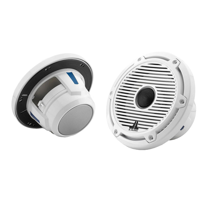 JL Audio M6 Series 6.5" Marine Coaxial Speakers with Gloss White Classic Grille & Black Tweeter Mesh - M6-650X-C-GWGW