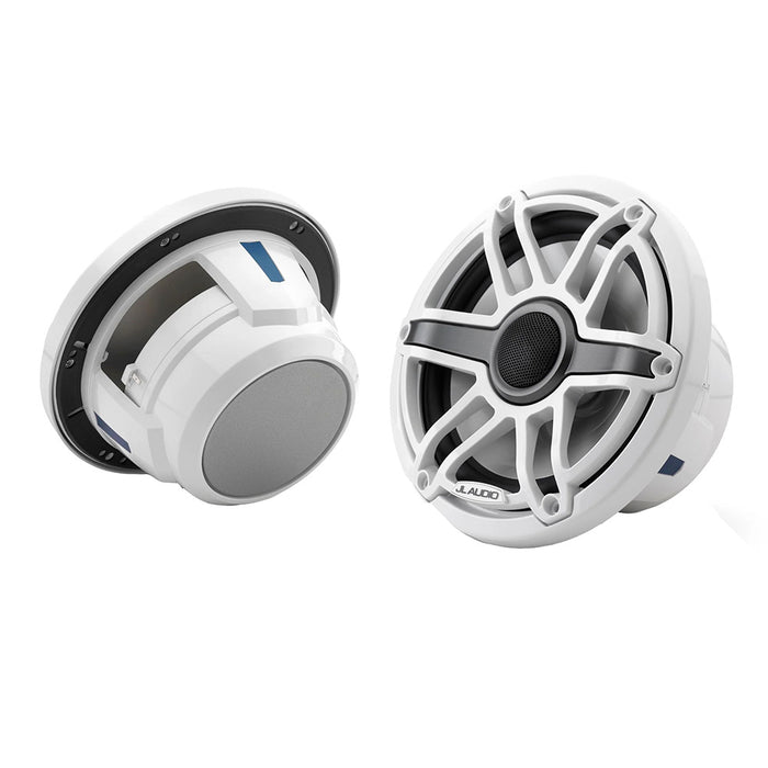 JL Audio M6 Series 7.7" Marine Coaxial Speakers with Gloss White Sport Grille - M6-770X-S-GWGW