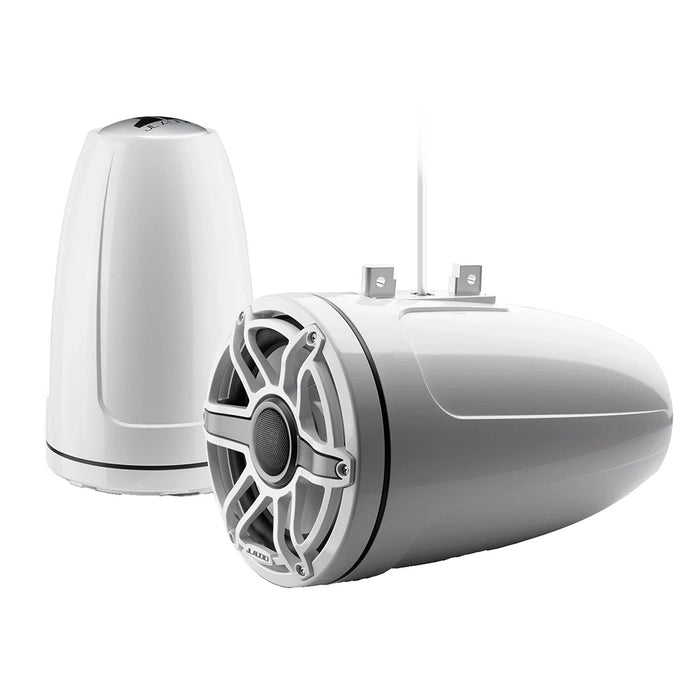 JL Audio M6 Series 8.8" Enclosed Tower Coaxial System with Gloss White Sport Grille - M6-880ETXV3-GW-S-GWGW