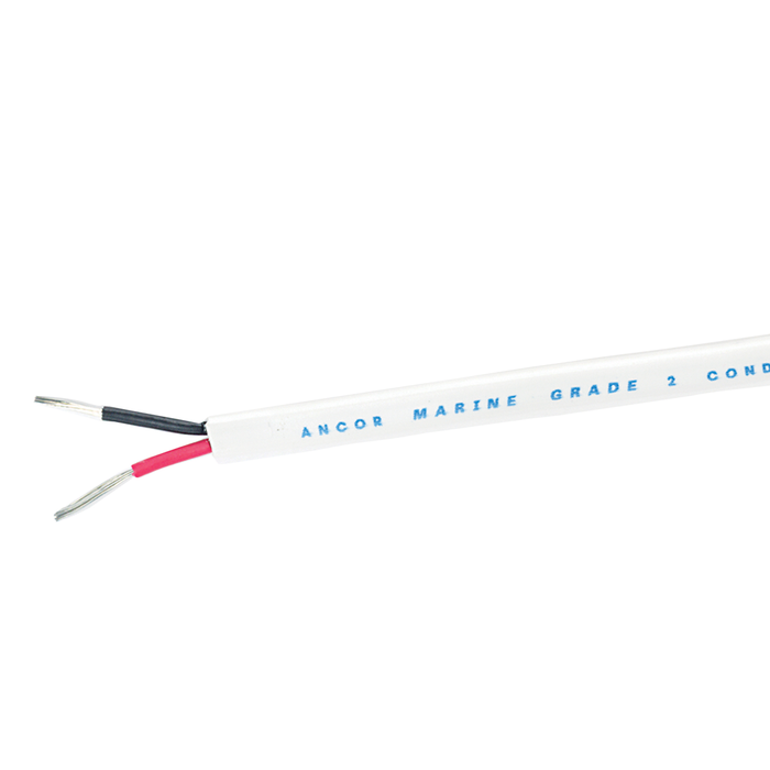 Ancor 122010 Marine Grade Tinned Copper White Flat Signal Cable, 20/2 AWG, 100', Black/Red