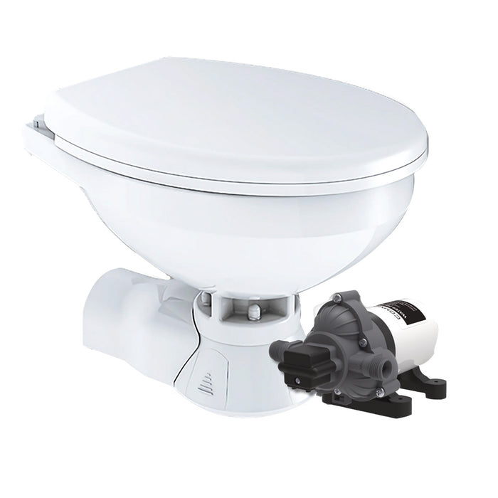 Inodoro eléctrico Commodore Quiet Flush, triturador trasero, bomba de agua cruda, tamaño normal
