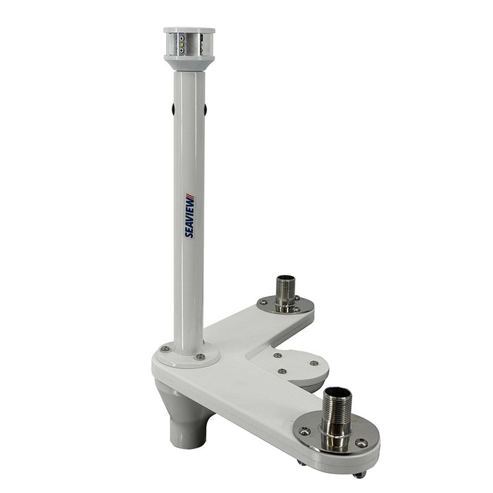 Seaview Triple Mount Adapter w/C5 Certified LED Light 12" Post &amp; Threaded 1"-14 Thread Bases f/GPS Units