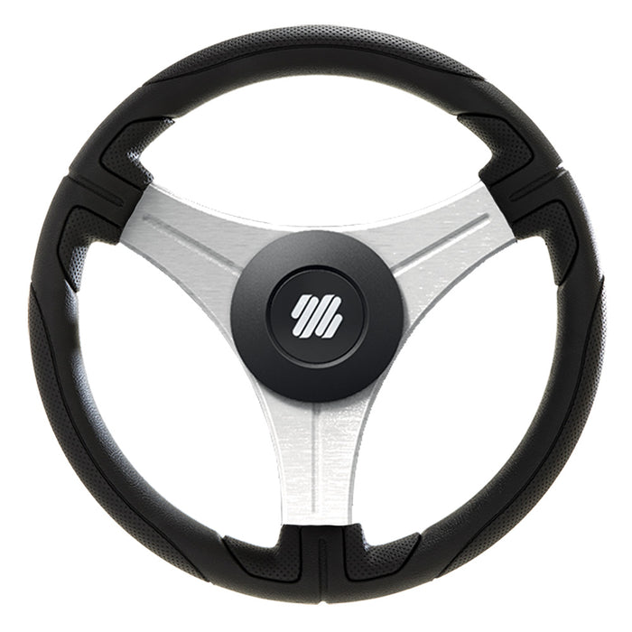 Uflex Ustica 13" Steering Wheel - Black - Polyurethane w/Silver Spokes &amp; X62 Hub