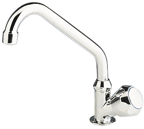 Scandvik 10169P Standard Cold Water Tap w/ Double Bend Swivel Spout, Standard Knob