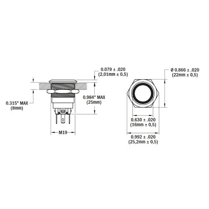 Blue Sea 4160-BSS 4160 Push Button LED Ring Switch, Blue, Off-On