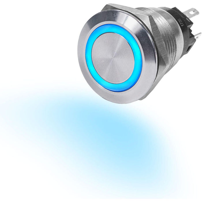 Blue Sea 4160-BSS 4160 Push Button LED Ring Switch, Blue, Off-On