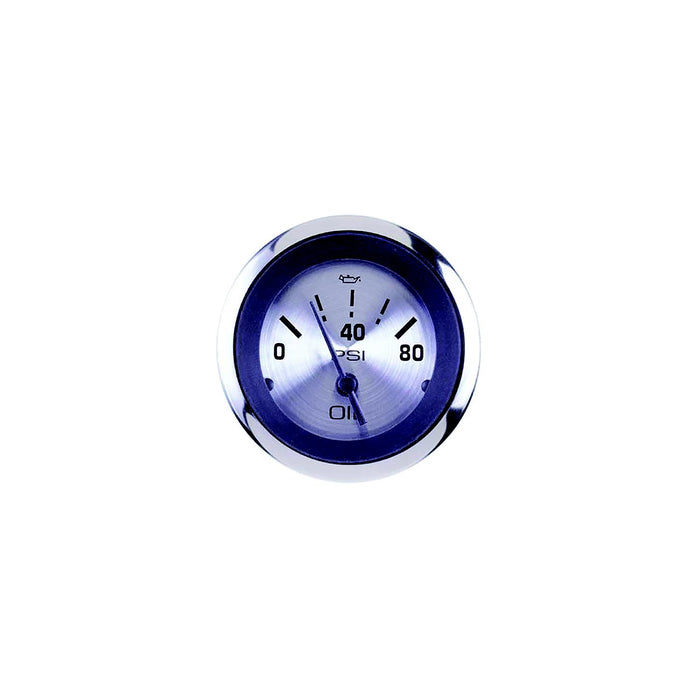 Sierra 63479P Sterling Series 2" Oil Pressure Gauge, SS Electric, 0-80 PSI Dial Range, Requires "C" Sender Code