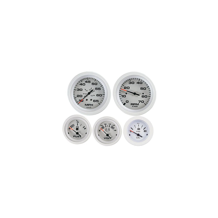 Sierra 68388P Arctic Series White 6-Gauge Set, For Inboard/Sterndrive, Tach/Speedo/Volt/Fuel/Temp/Oil