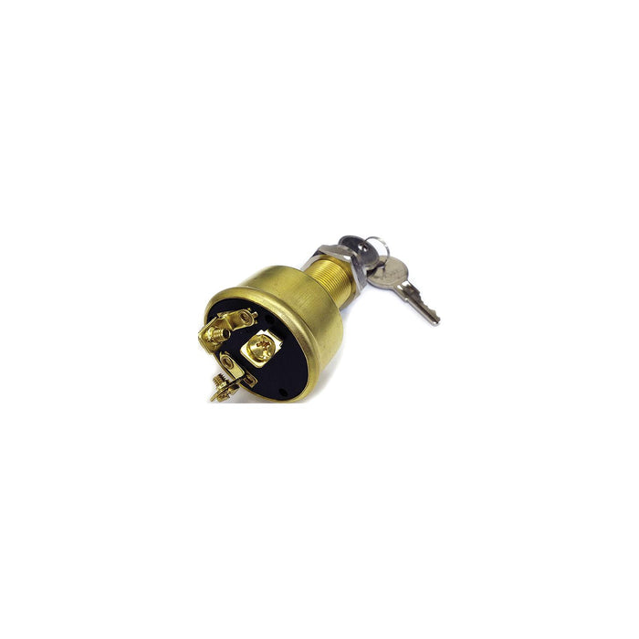 Sierra MP39060-1 Conventional 3 Position 1 1/8" Brass 3 Screw Terminal 12V 15, Amp Ignition Starter Switch