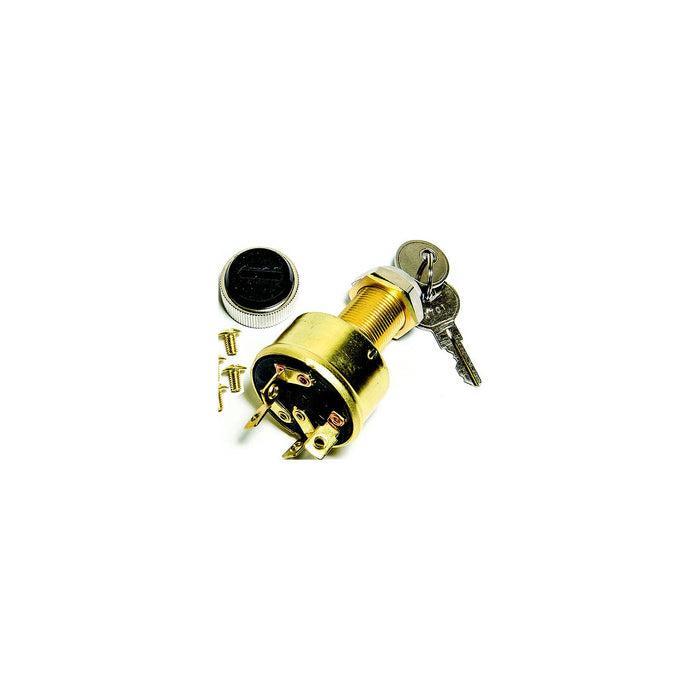 Sierra MP39070 Conventional 4 Position 1" Brass 4 Screw Terminal 12V 15 Amp, Ignition Starter Switch