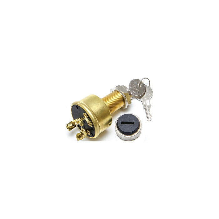 Sierra MP39080-1 Conventional 3 Position 1 1/8" Brass 3 Screw Terminal 12V 15, Amp Ignition Starter Switch