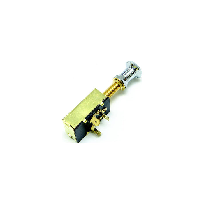 Sierra MP39590 On/Off/On SPDT 4 Blade Terminal Heavy Duty Push Pull Switch, Chrome & Plastic Knob