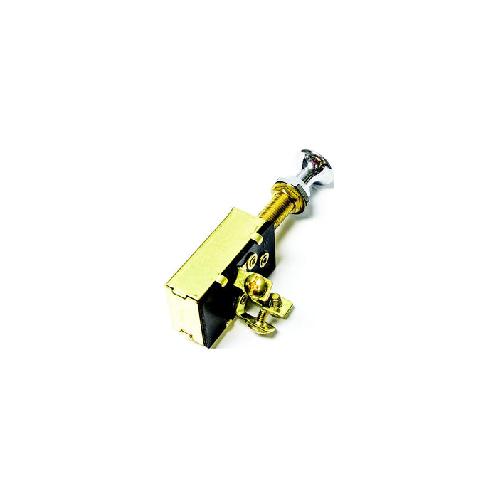 Sierra MP39640 On/Off/On SPDT 3 Screw Terminal Heavy Duty Push Pull Switch, Chrome & Brass Knob