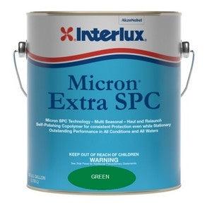 Interlux Micron Extra SPC Green Self-Polishing Copolymer Multi-Season Antifouling Paint.