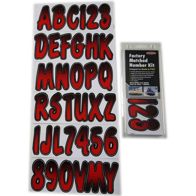 Hardline REBKG200 Series 200 Registration Kit, Cursive, Red/Black Gradation, 4 Sets of 3" A-Z, 0-9