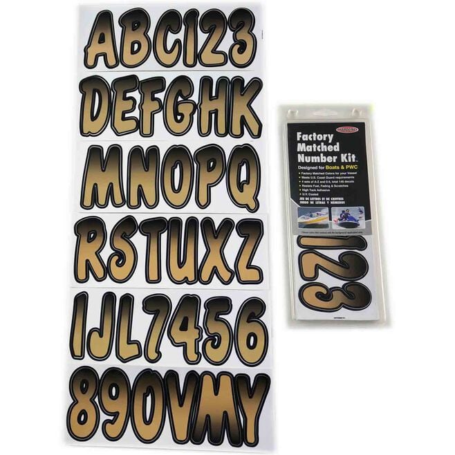 Hardline BRBKG200 Series 200 Registration Kit, Cursive, Brown/Black Gradation, 4 Sets of 3" A-Z, 0-9
