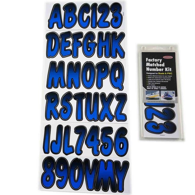 Hardline BLBKG200 Series 200 Registration Kit, Cursive, Blue/Black Gradation, 4 Sets of 3" A-Z, 0-9