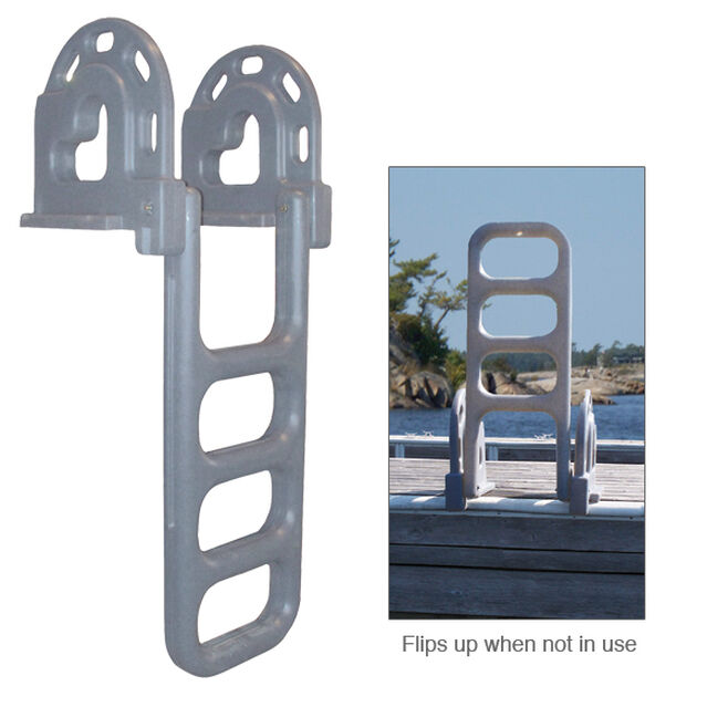 Dock Edge DE2064F Polyethylene Flip Up Dock Ladder 4 Step Grey